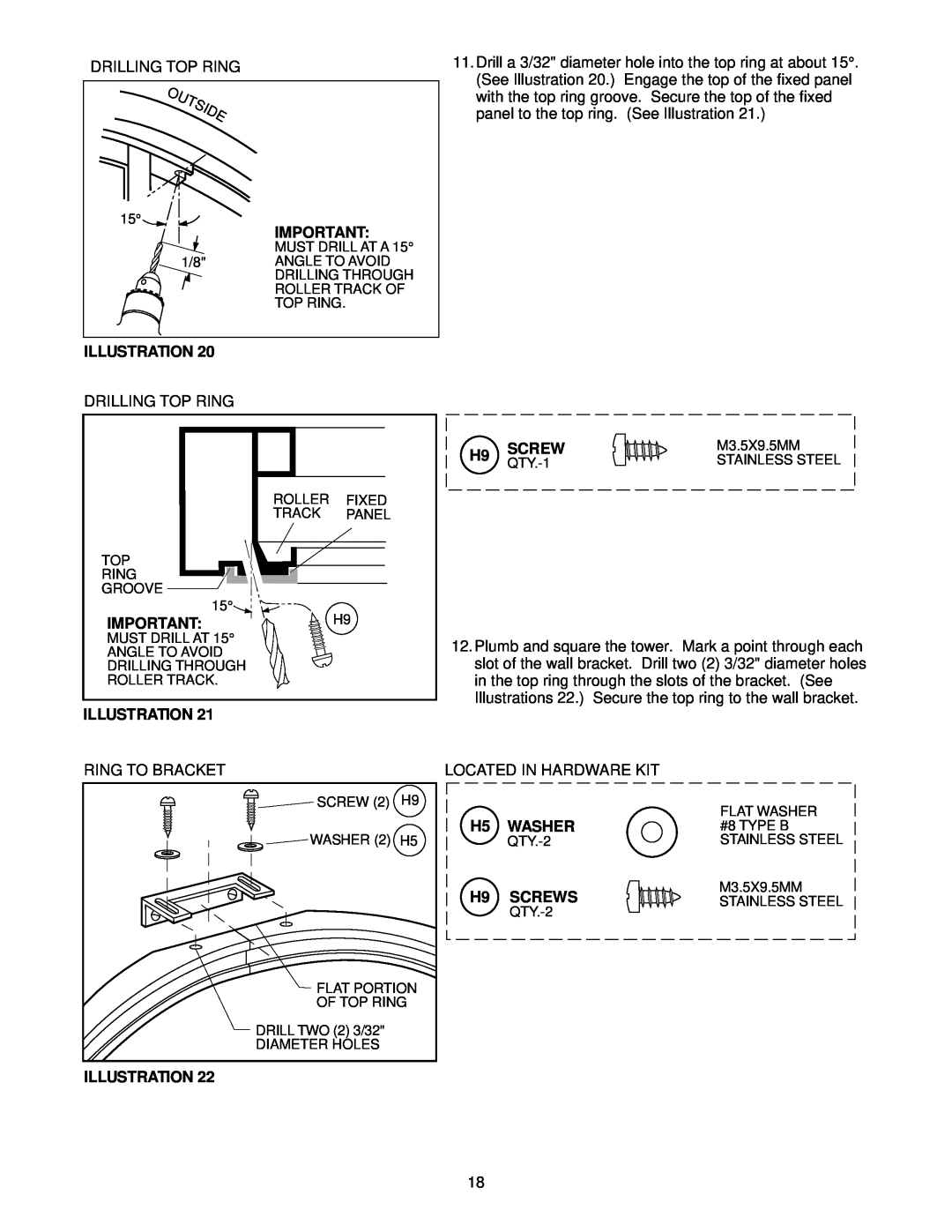 Jacuzzi J-SHOWER TOWERTM manual Outsid E, Illustration, Washer, Screws 