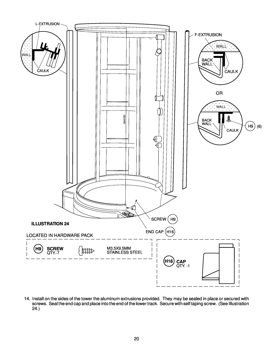 Jacuzzi J-SHOWER TOWERTM manual Located In Hardware Pack 