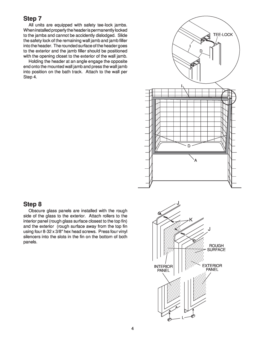 Jacuzzi Steam Enclosure installation instructions Step, J K J 