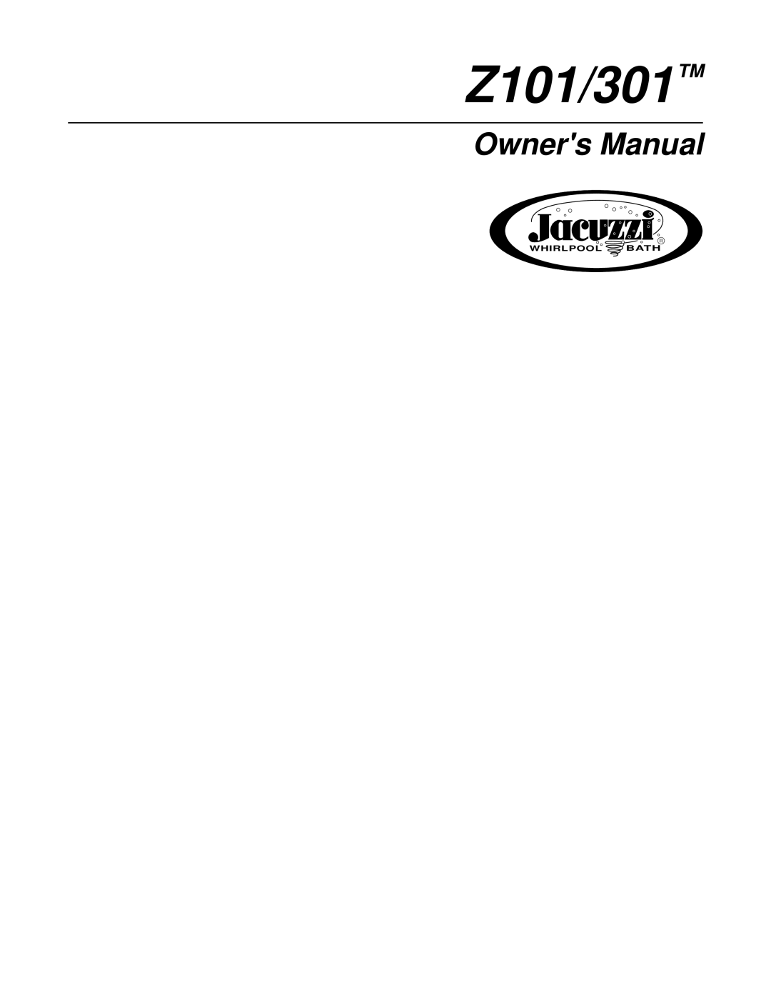 Jacuzzi owner manual Z101/301 