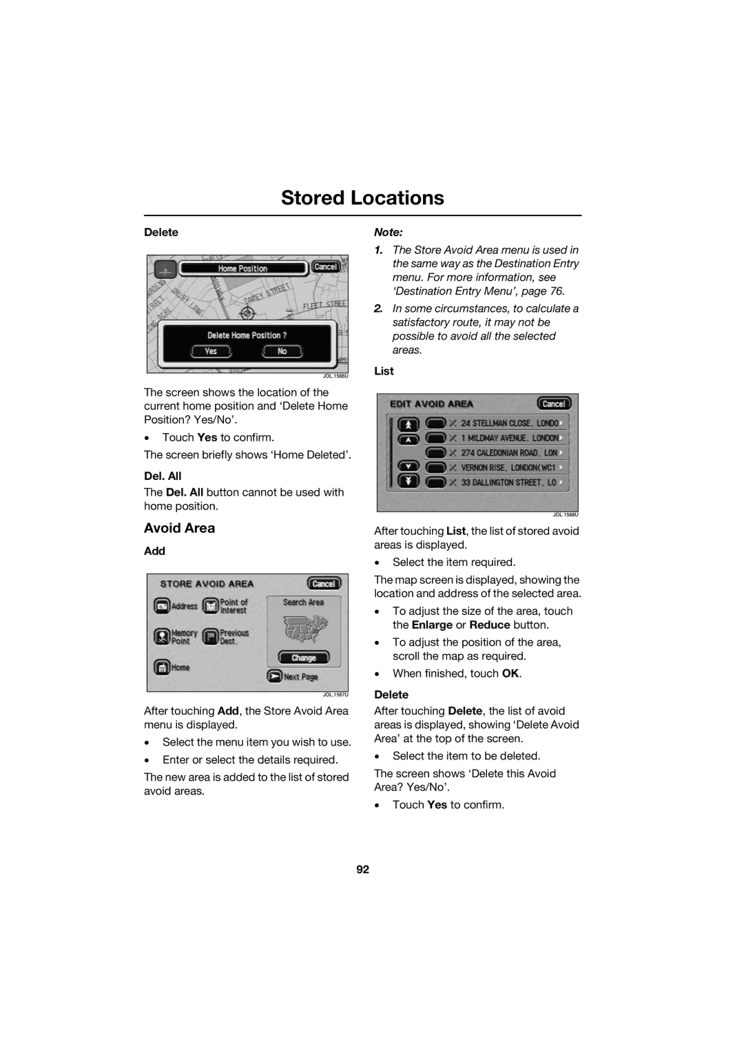 Jaguar JJM 18 42 26 701 manual Avoid Area 