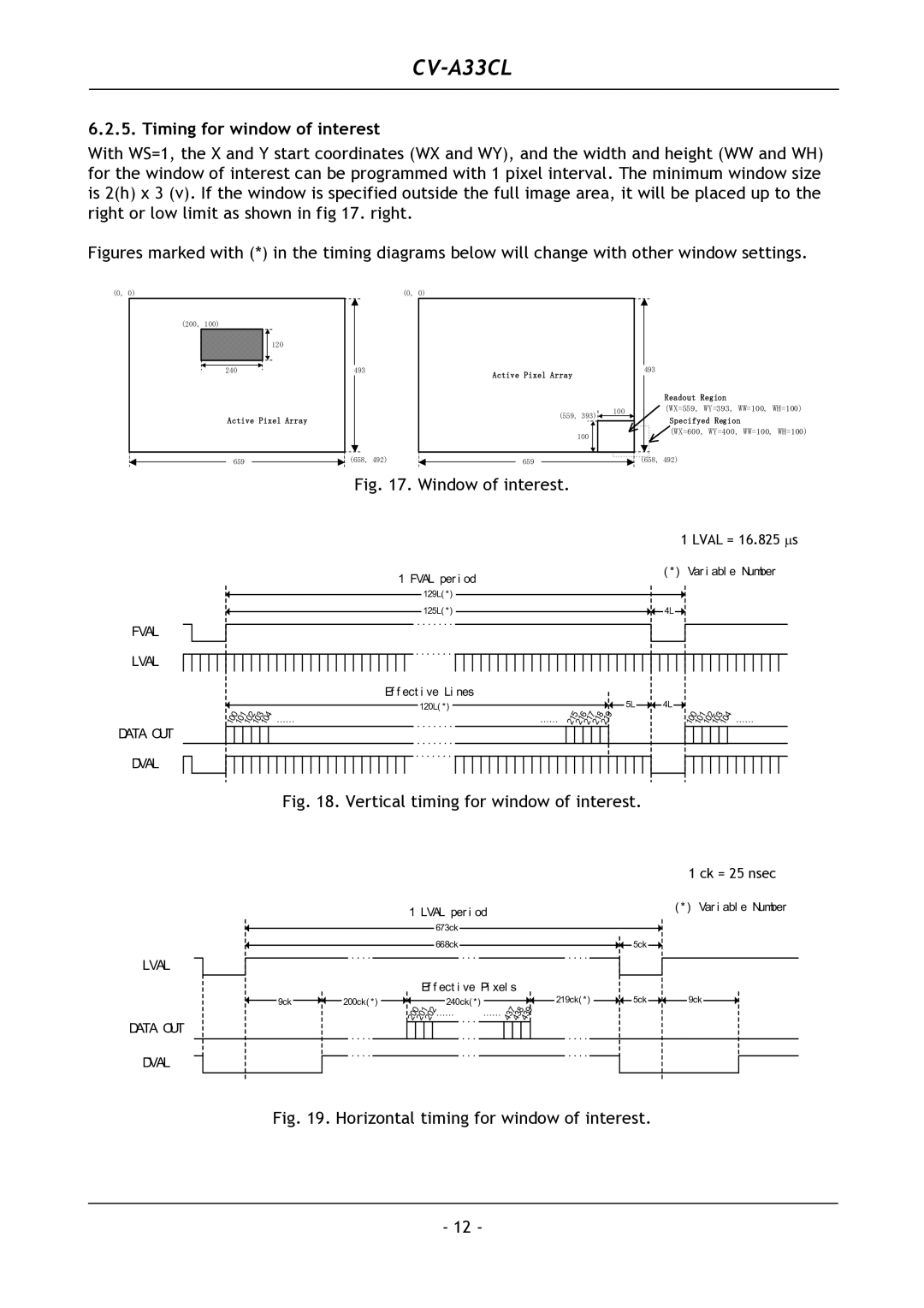 JAI CV-A33CL operation manual Timing for window of interest, Window of interest 