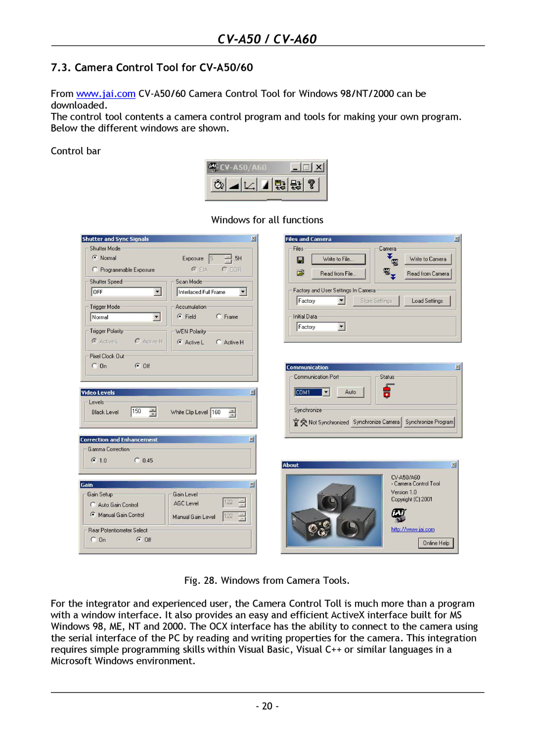 JAI CV-A60 operation manual Camera Control Tool for CV-A50/60 