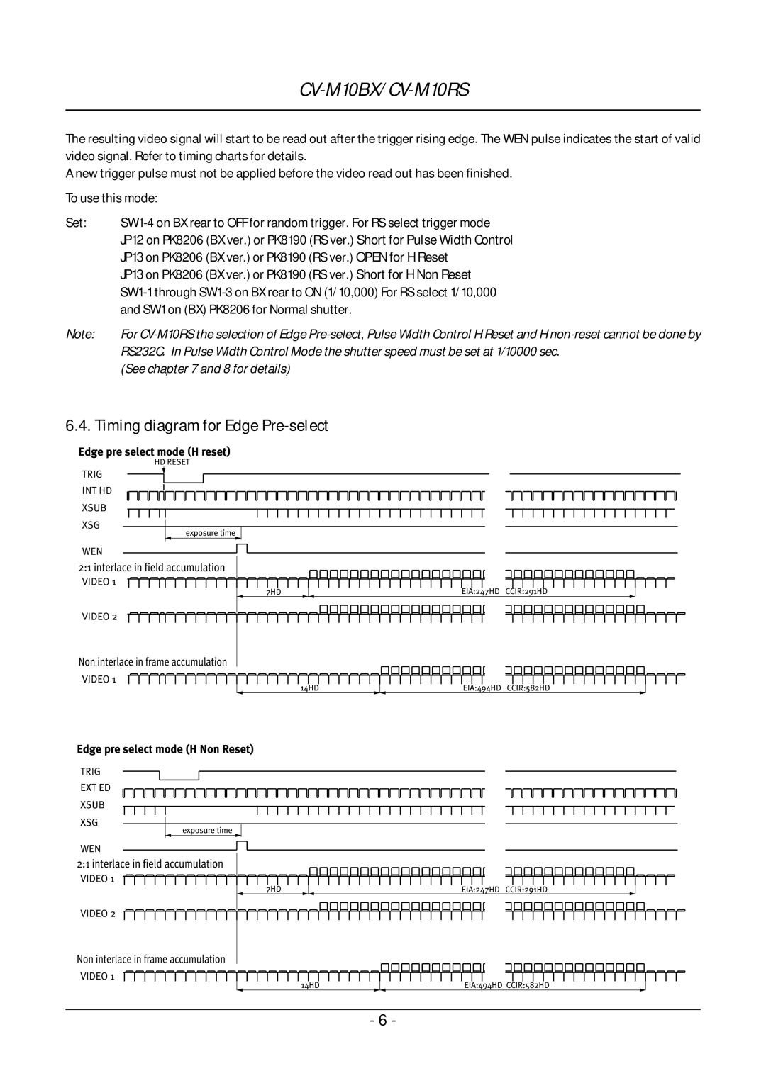 JAI CV-M10 operation manual 7HD, Pre-select 