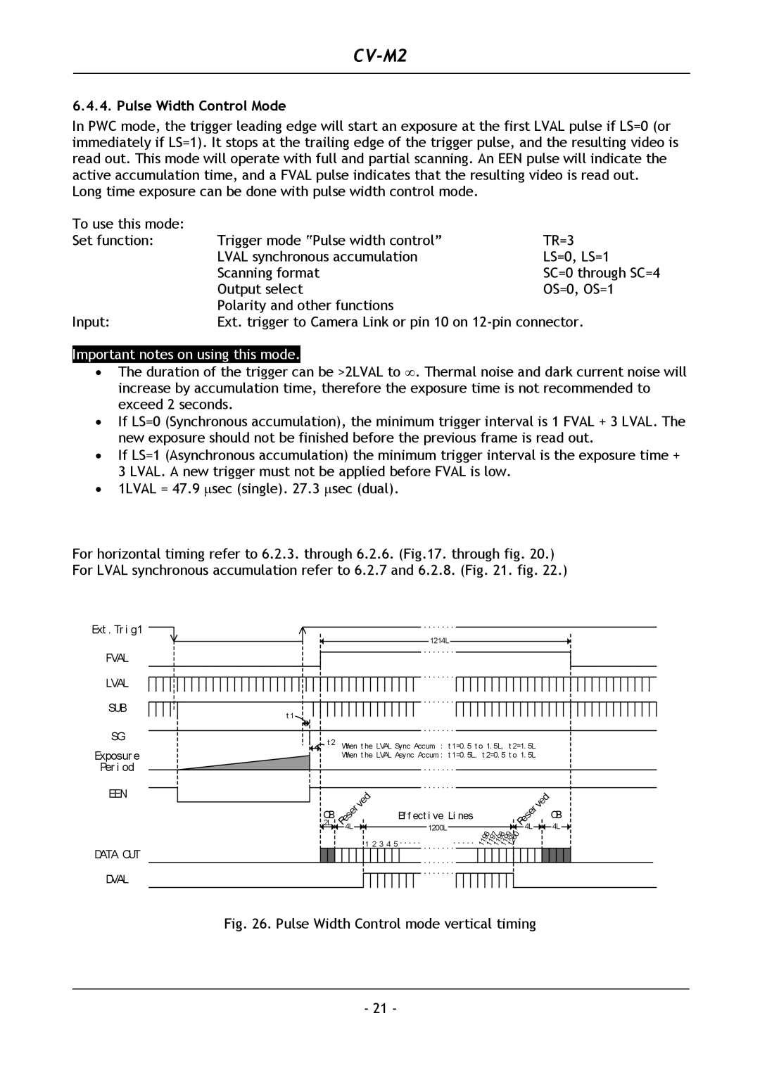 JAI CV-M2 operation manual Pulse Width Control Mode, Pulse Width Control mode vertical timing 