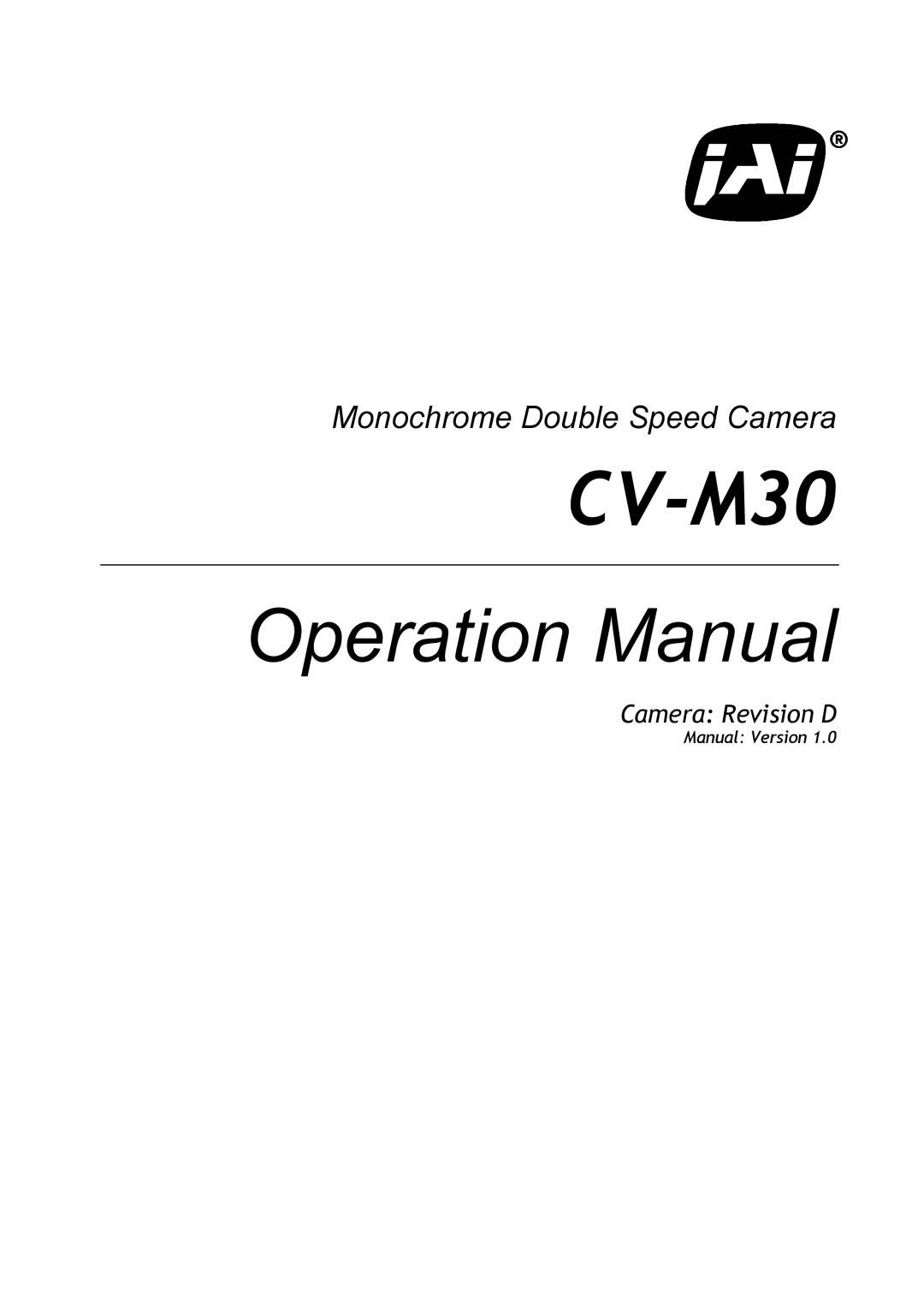 JAI CV-M30 operation manual 