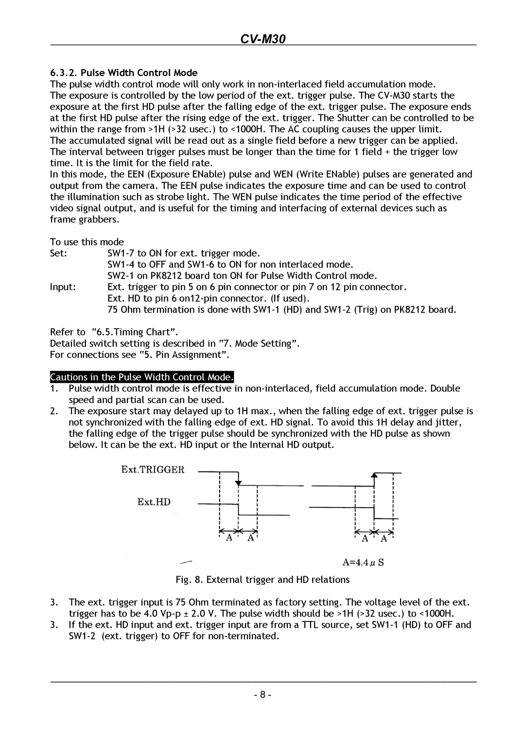 JAI CV-M30 operation manual Pulse Width Control Mode 