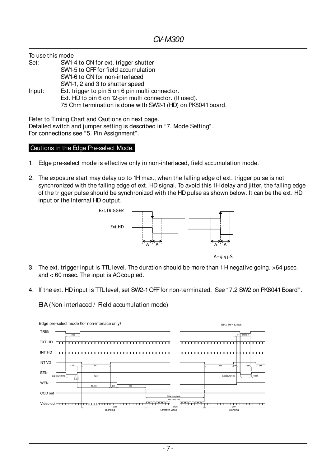 JAI CV-M300 operation manual =4.4∝ S, EIA Non-interlaced / Field accumulation mode 