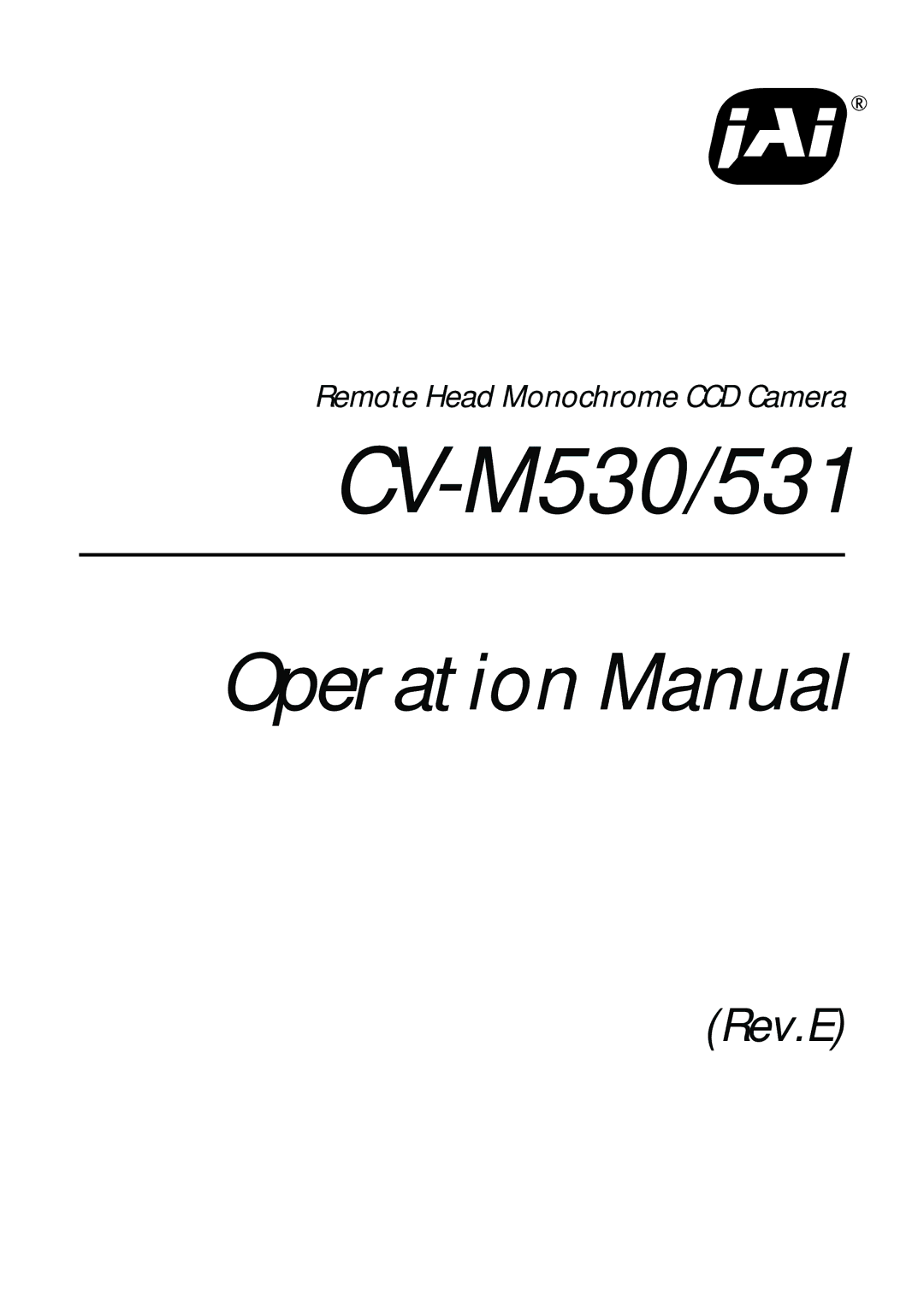 JAI CV-M531 operation manual CV-M530/531 