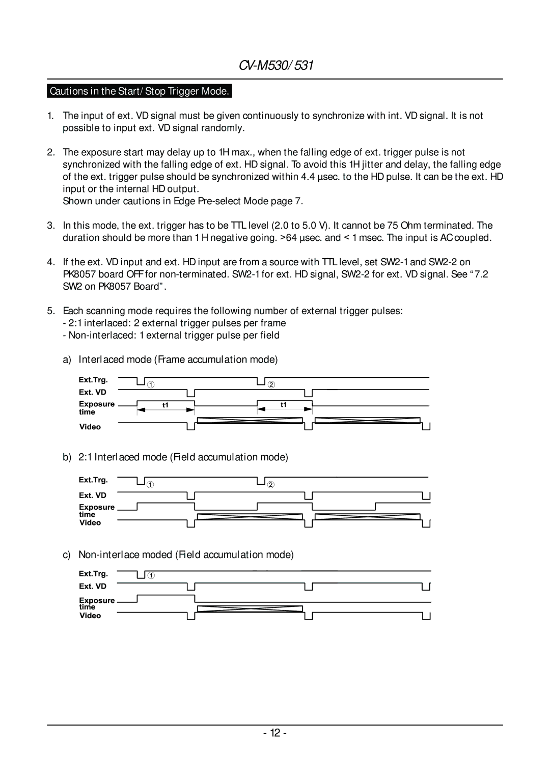 JAI CV-M531 operation manual CV-M530/531 