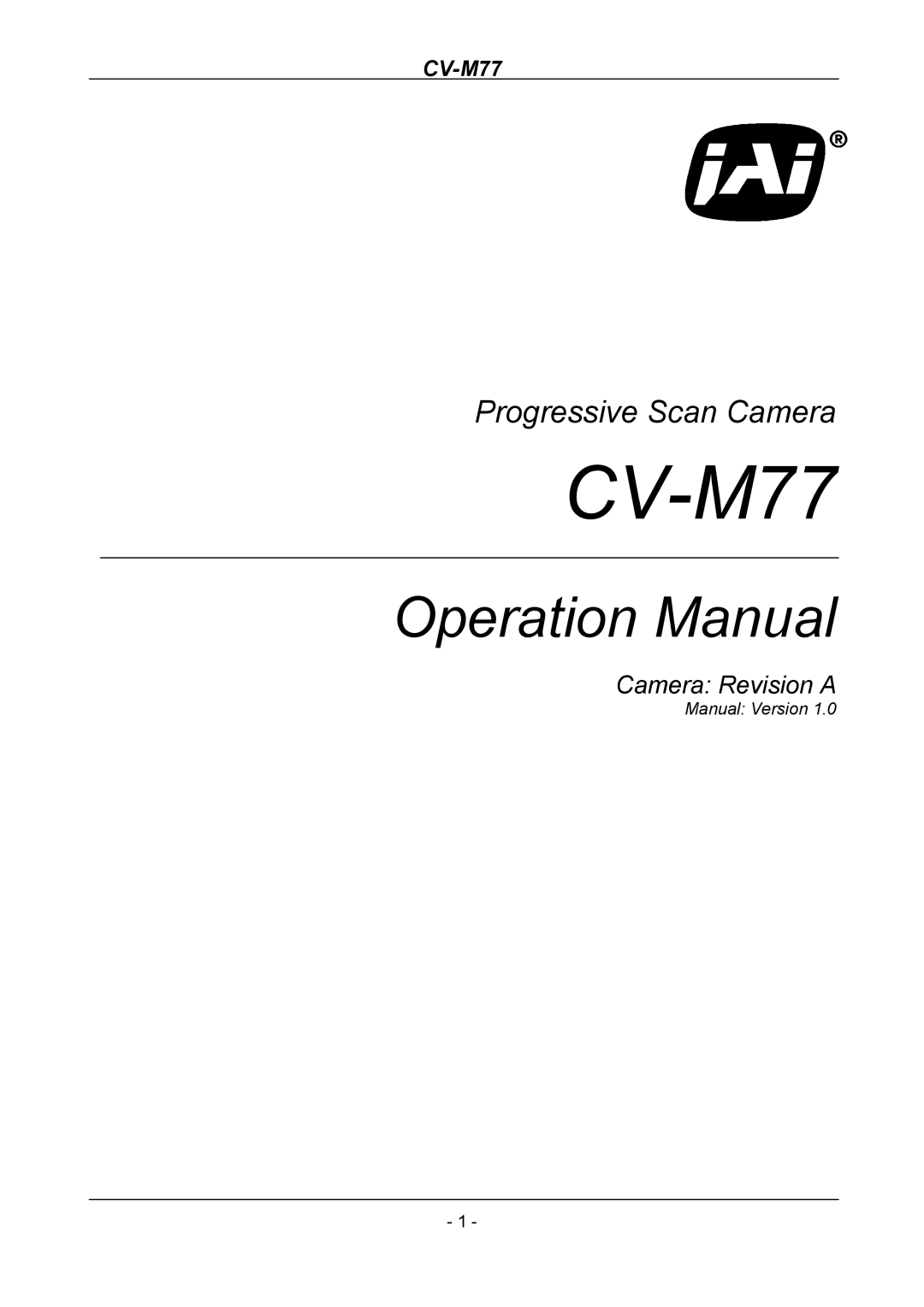 JAI CV-M77 operation manual 