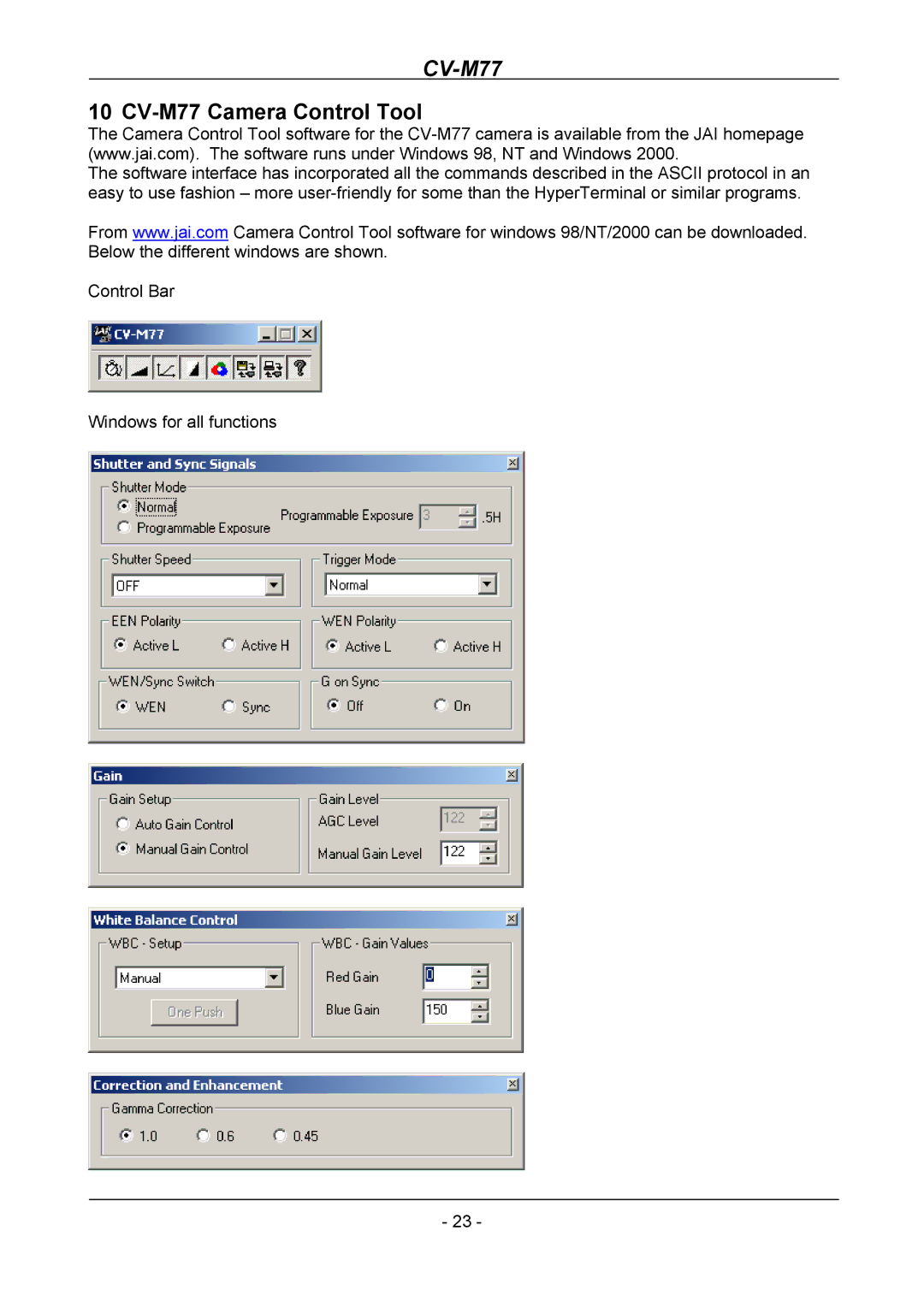 JAI operation manual CV-M77 Camera Control Tool 