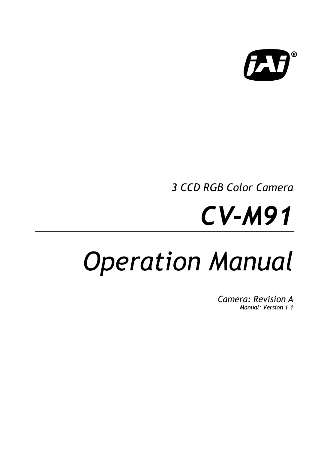 JAI CV-M91 operation manual 