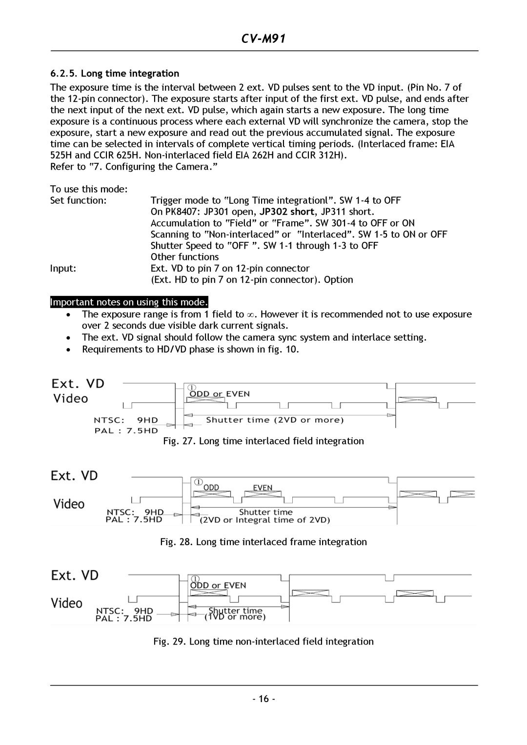 JAI CV-M91 operation manual Long time integration, Long time interlaced field integration 