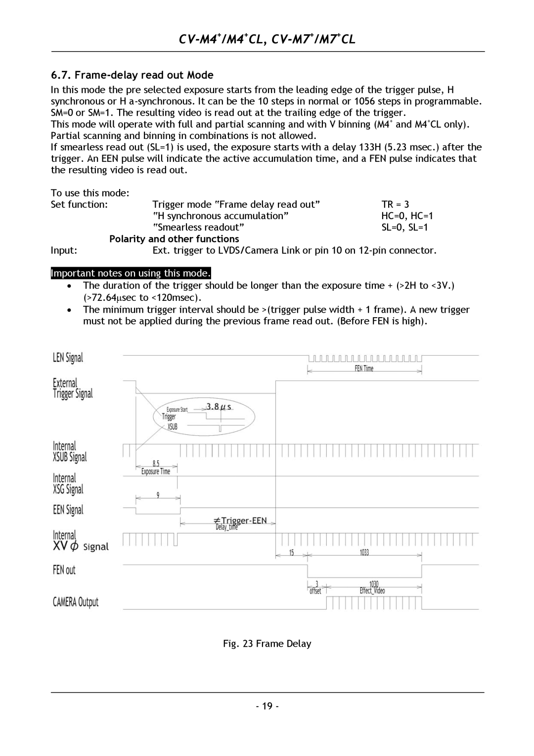 JAI M7+ CL, CV-M4+, CV-M7+, M4+ CL operation manual Frame-delay read out Mode, Frame Delay 