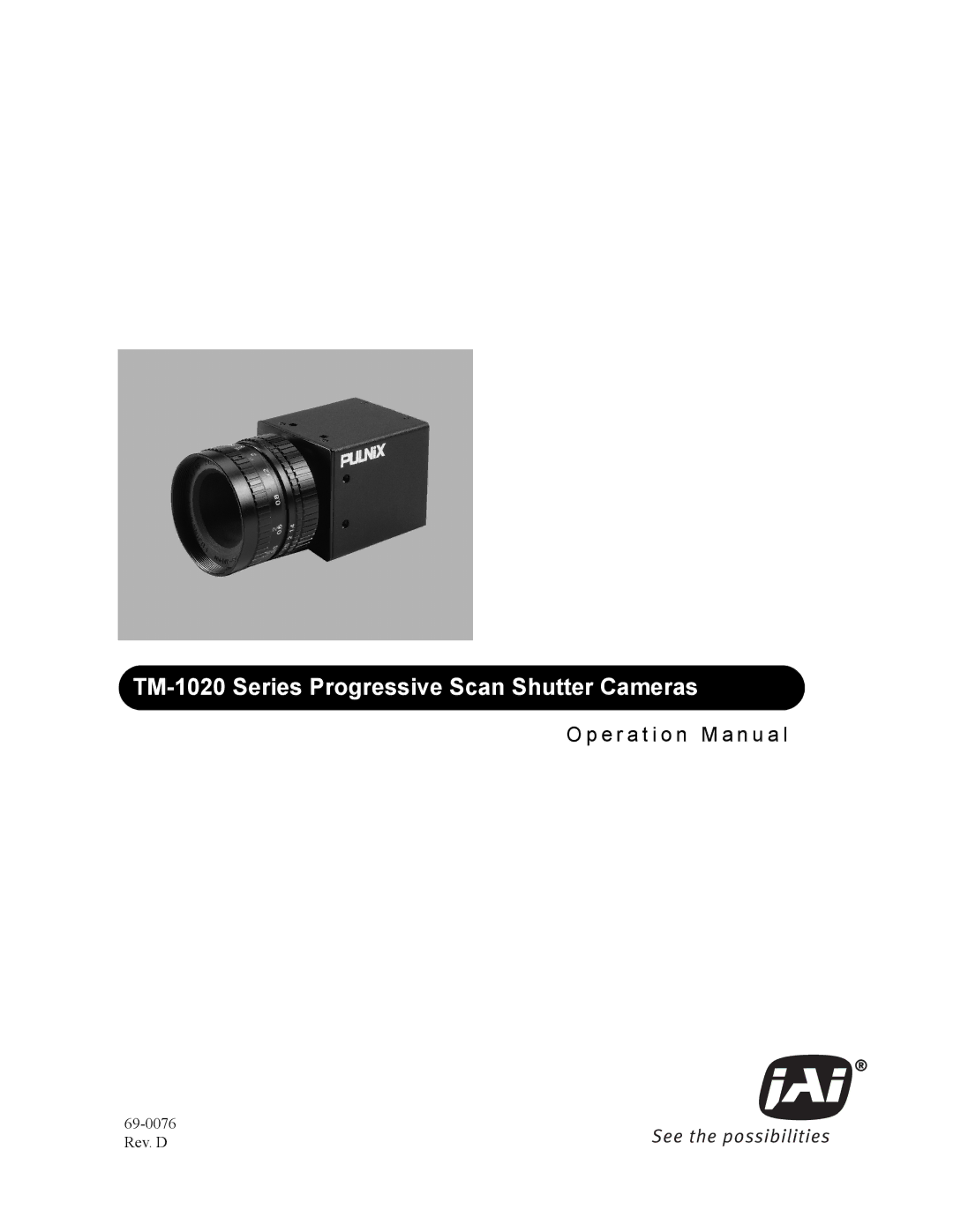 JAI operation manual TM-1020 Series Progressive Scan Shutter Cameras 