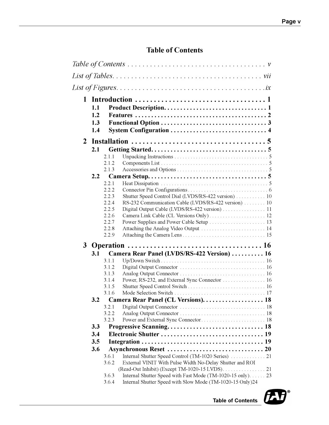 JAI TM-1020 operation manual Introduction 