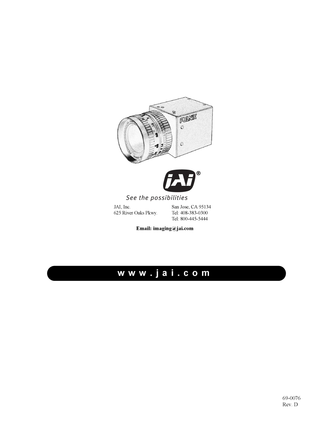 JAI TM-1020 operation manual Email imaging@jai.com 