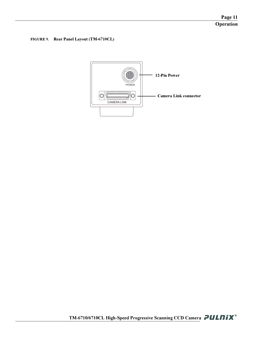 JAI operation manual Rear Panel Layout TM-6710CL Pin Power 