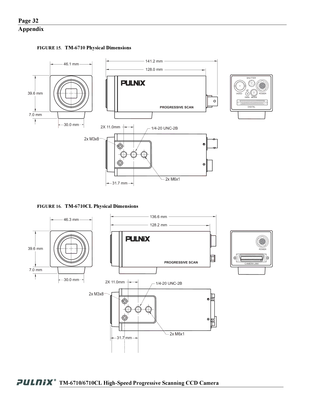 JAI operation manual TM-6710 Physical Dimensions 