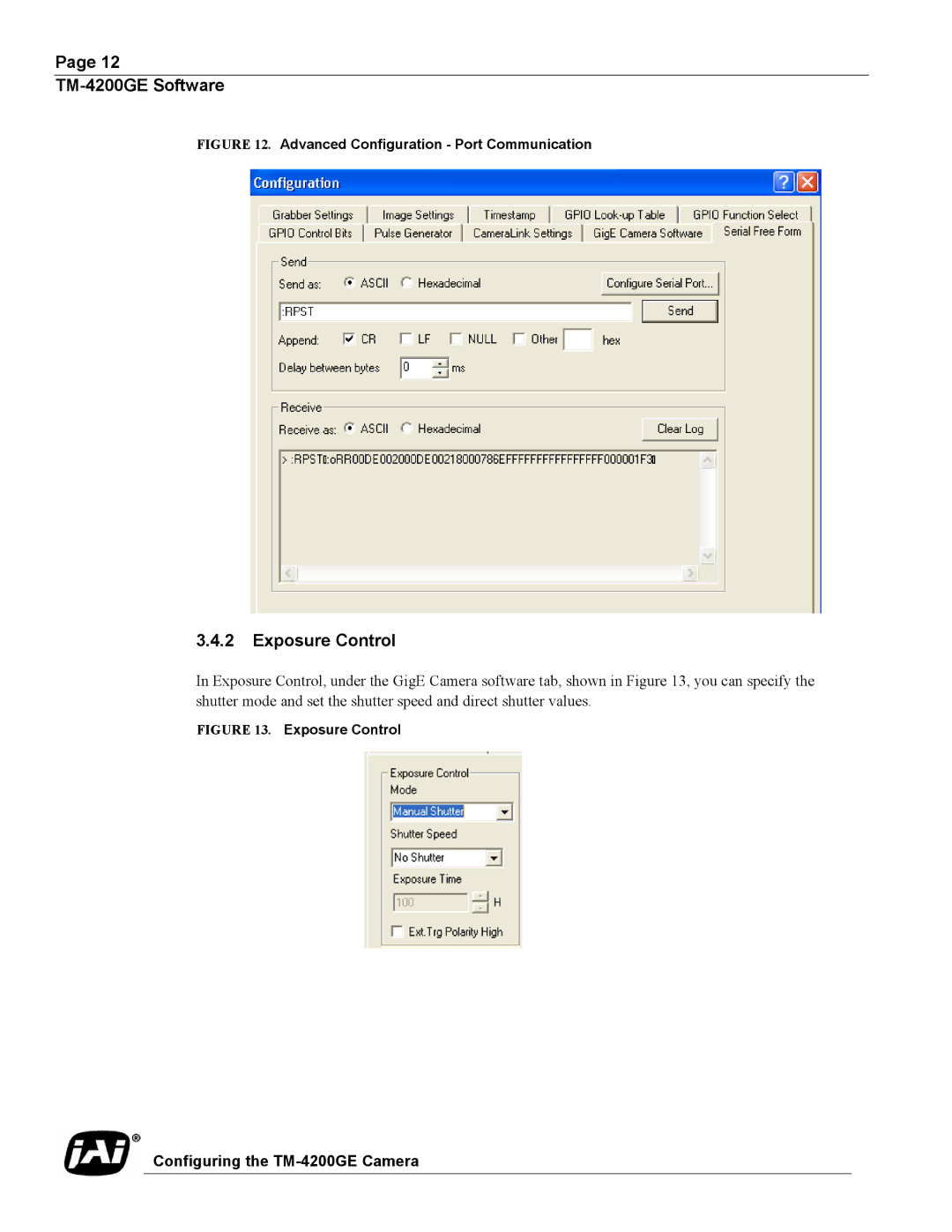 JAI TMC-4200GE operation manual Exposure Control, Advanced Configuration Port Communication 