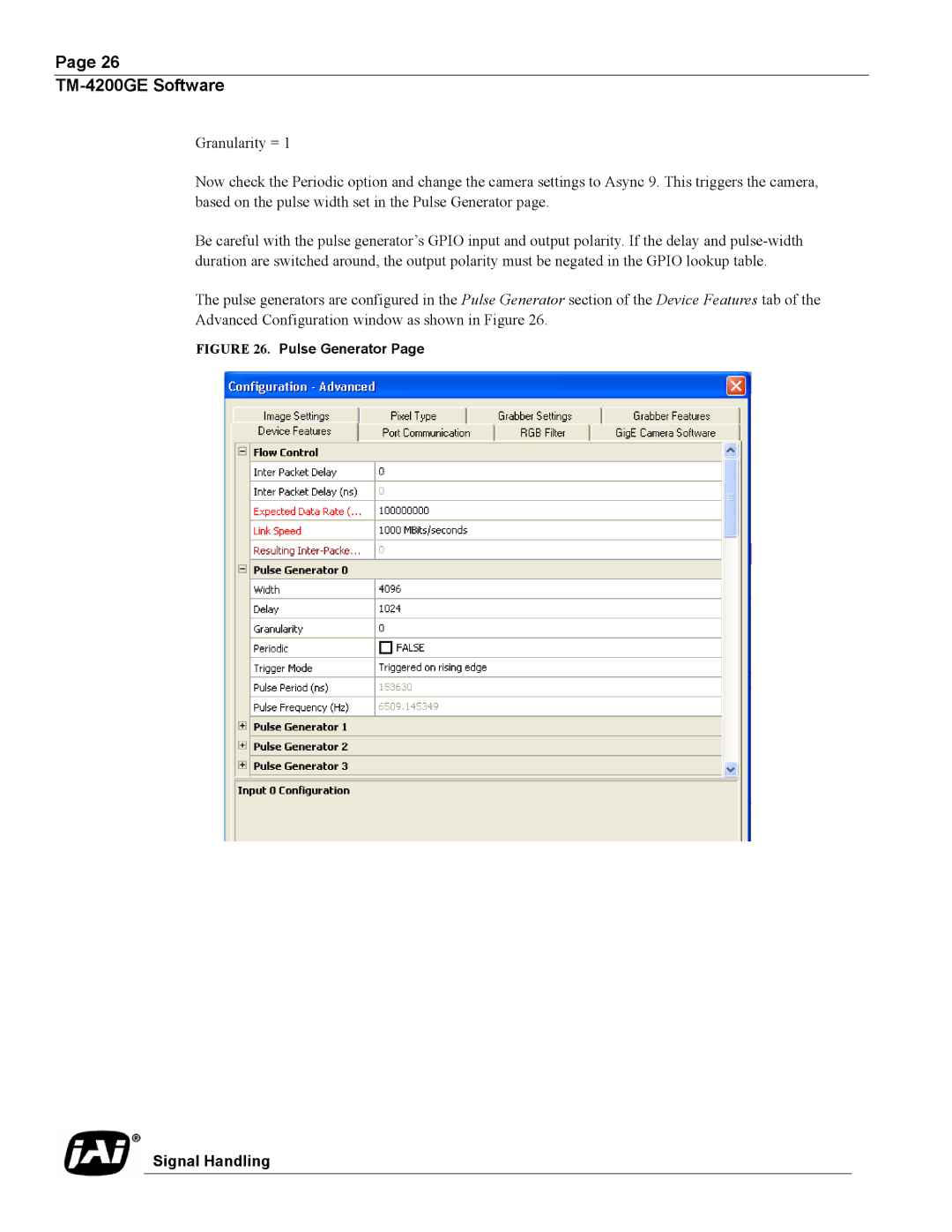 JAI TMC-4200GE operation manual Pulse Generator 