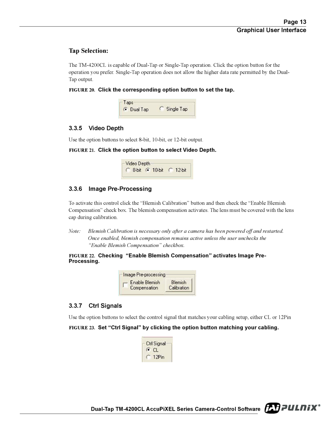 JAI TM/TMC-4200CL operation manual Video Depth, Image Pre-Processing, Ctrl Signals 