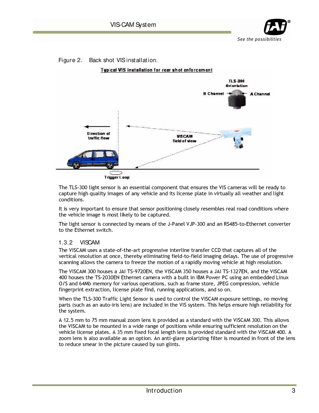 JAI TS-9720EN, TS-1327EN, TS-2030EN manual Back shot VIS installation, Viscam 
