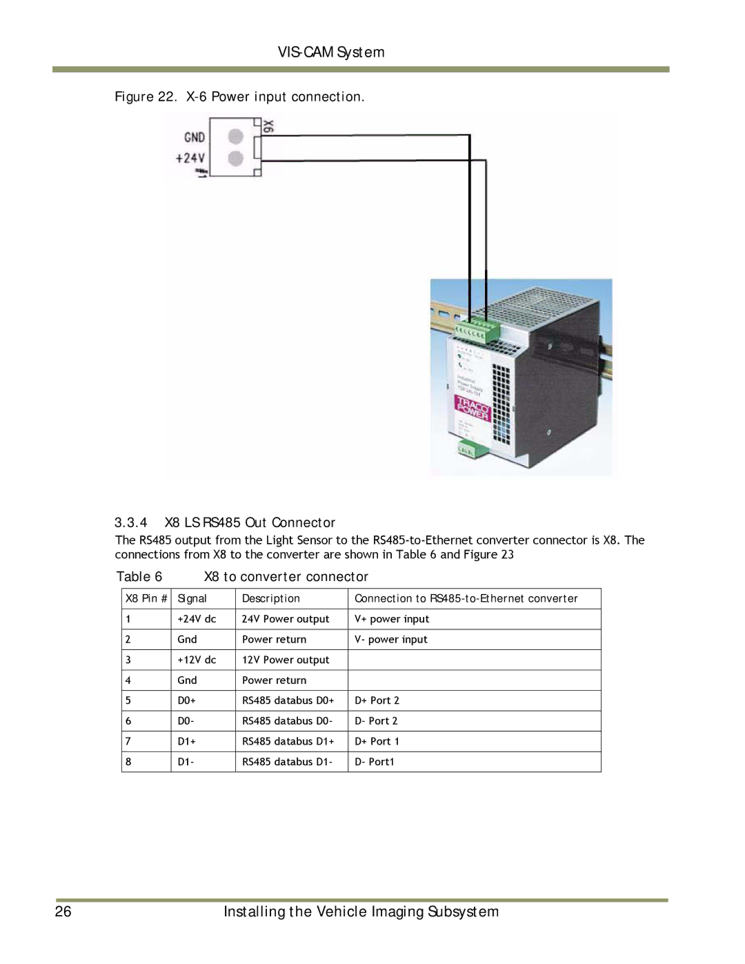 JAI TS-2030EN, TS-9720EN, TS-1327EN manual Power input connection 4 X8 LS RS485 Out Connector, X8 to converter connector 