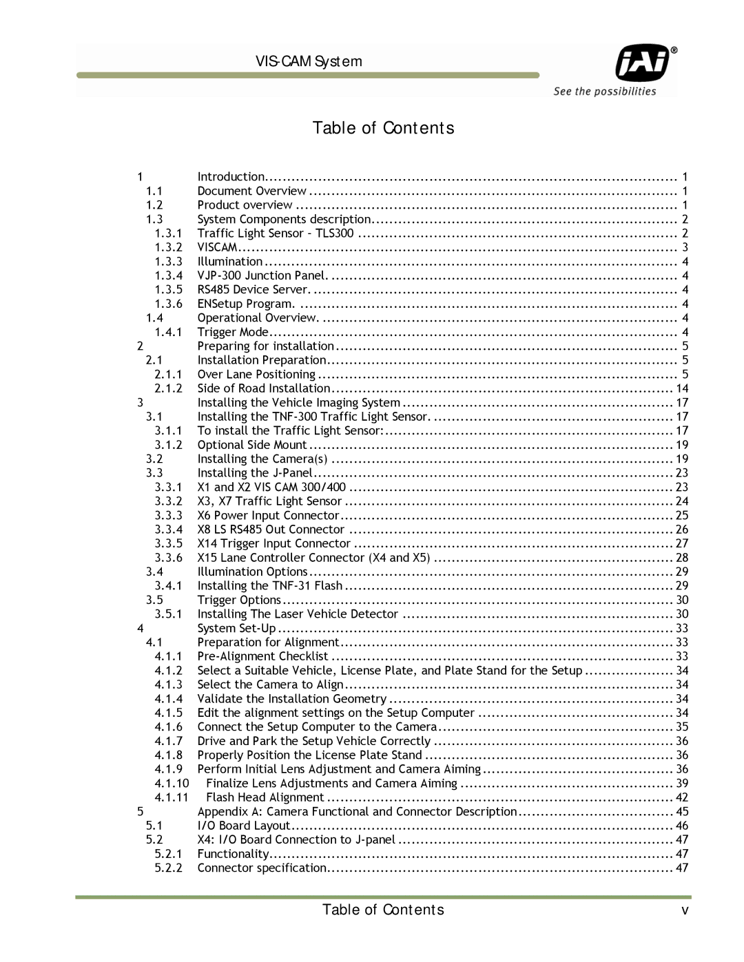 JAI TS-2030EN, TS-9720EN, TS-1327EN manual Table of Contents 