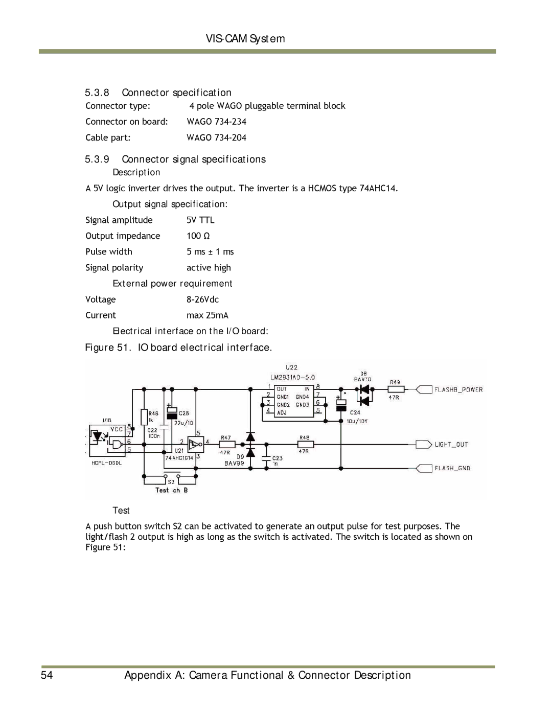 JAI TS-9720EN, TS-1327EN, TS-2030EN manual IO board electrical interface, Test 