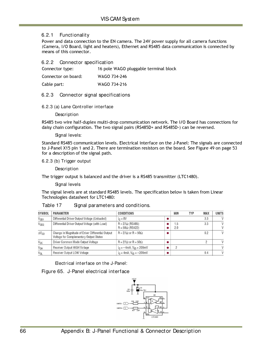 JAI TS-9720EN, TS-1327EN Signal parameters and conditions, Trigger output Description, Electrical interface on the J-Panel 