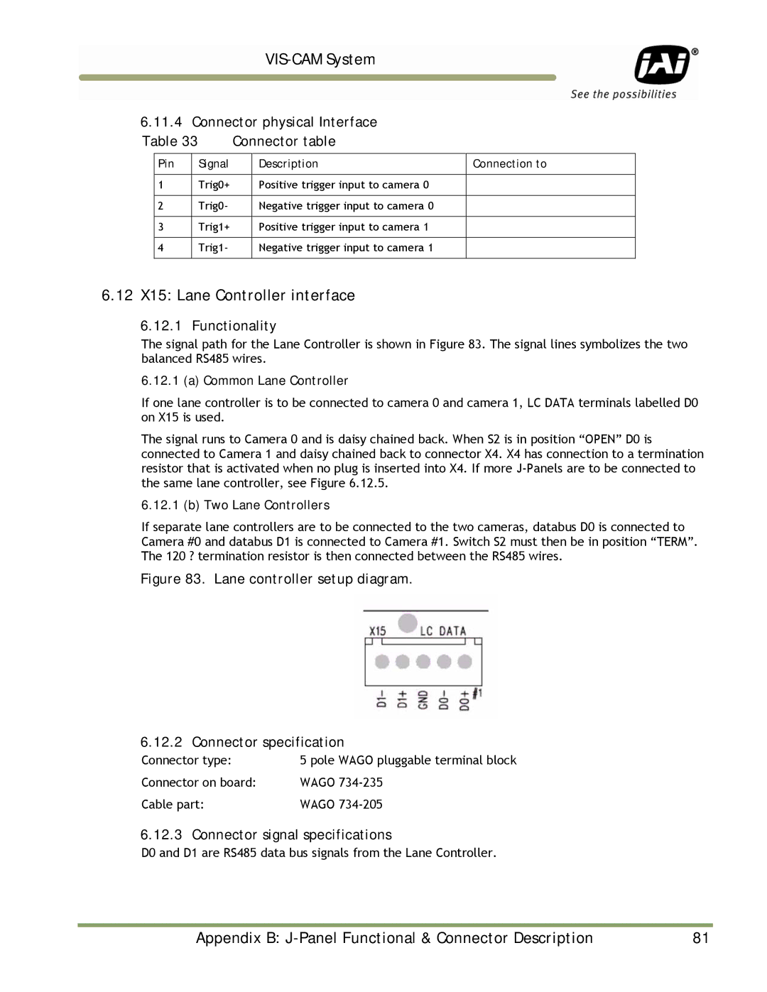 JAI TS-9720EN manual 12 X15 Lane Controller interface 6.12.1 Functionality, Common Lane Controller, Two Lane Controllers 