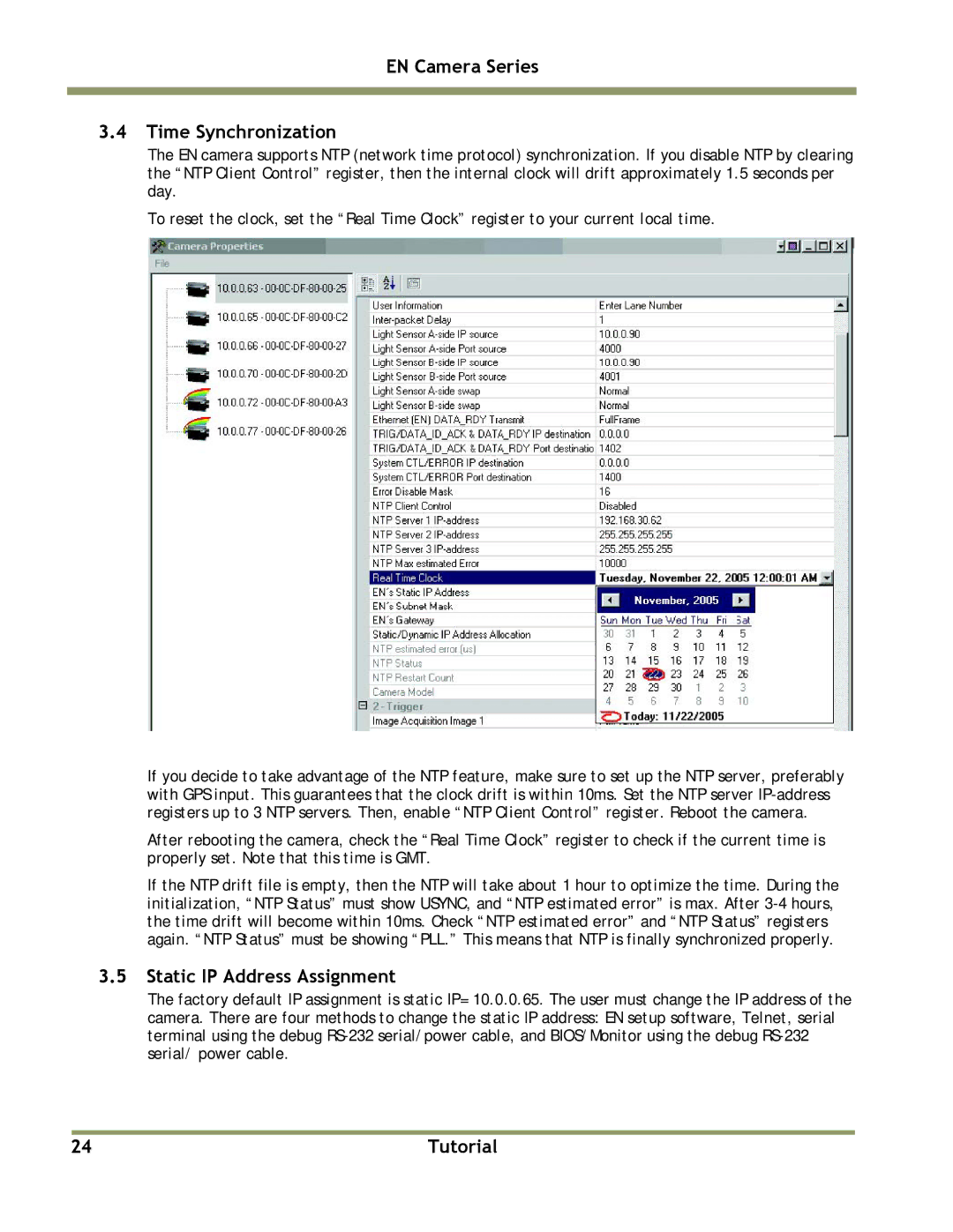 JAI TS(C)-2076EN, TS(C)-1327EN, TS(C)-2030EN manual EN Camera Series Time Synchronization, Static IP Address Assignment 