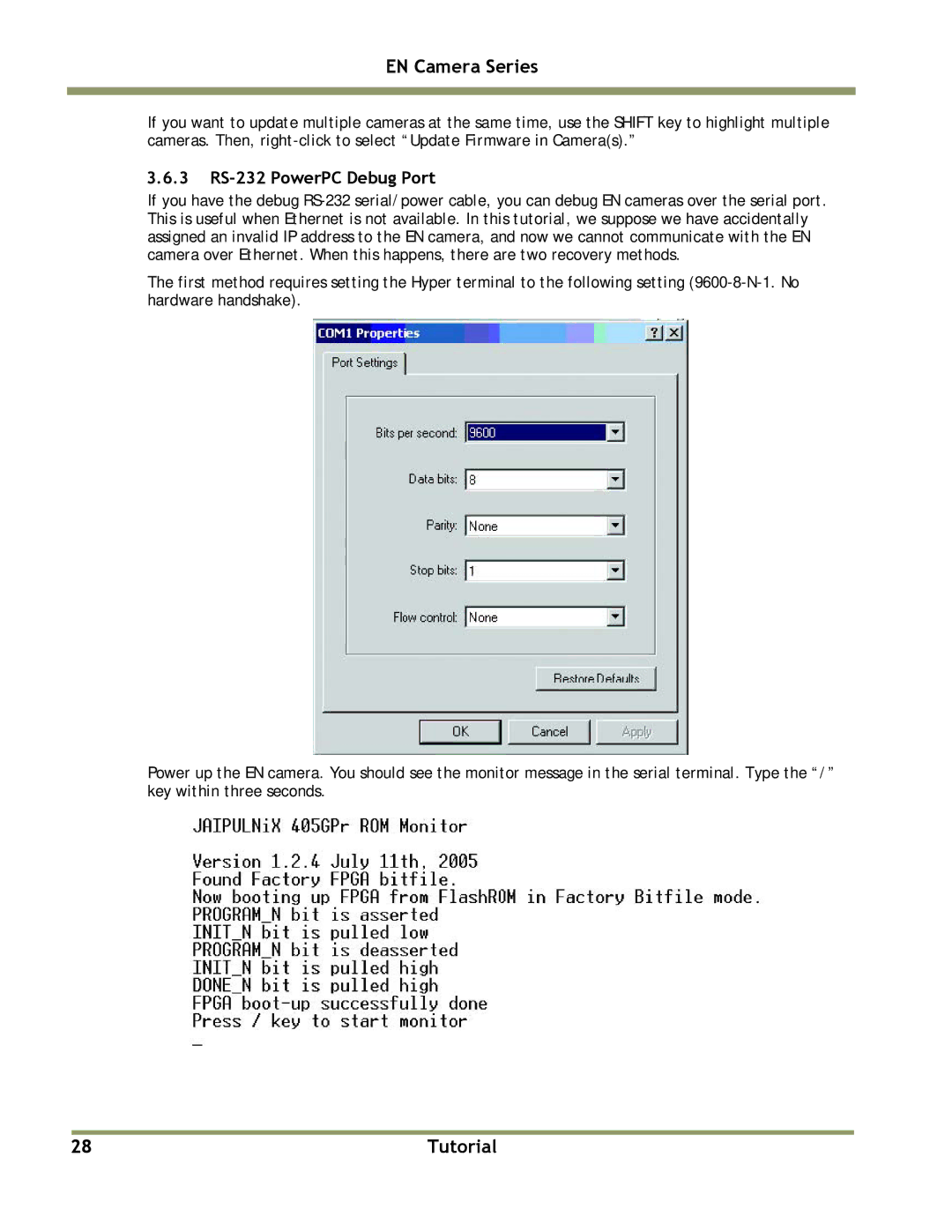 JAI TS(C)-2076EN, TS(C)-1327EN, TS(C)-2030EN, TS(C)-4032EN manual 3 RS-232 PowerPC Debug Port 