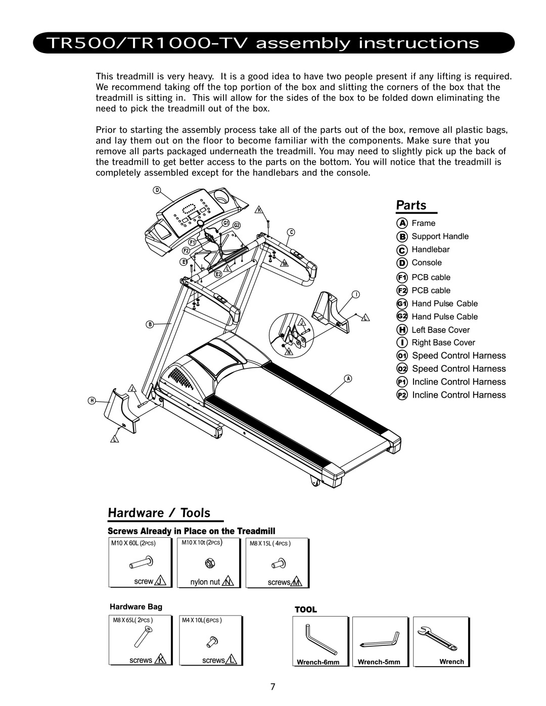 JAKKS Pacific manual TR500/TR1000-TV assembly instructions, Parts Hardware / Tools 