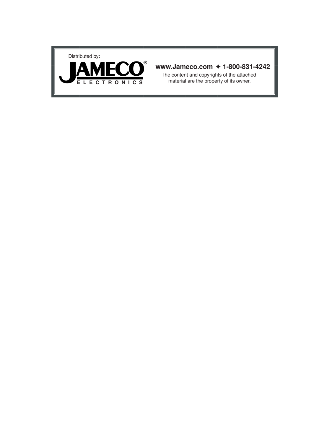 Jameco Electronics 2000, 3000 manual Distributed by 