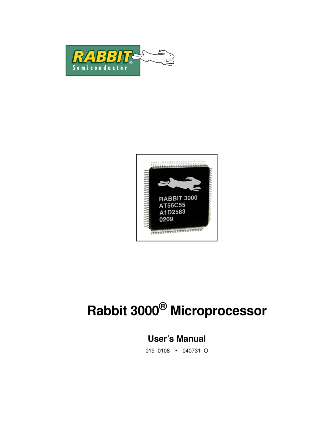 Jameco Electronics 2000 manual Rabbit 3000 Microprocessor, User’s Manual 