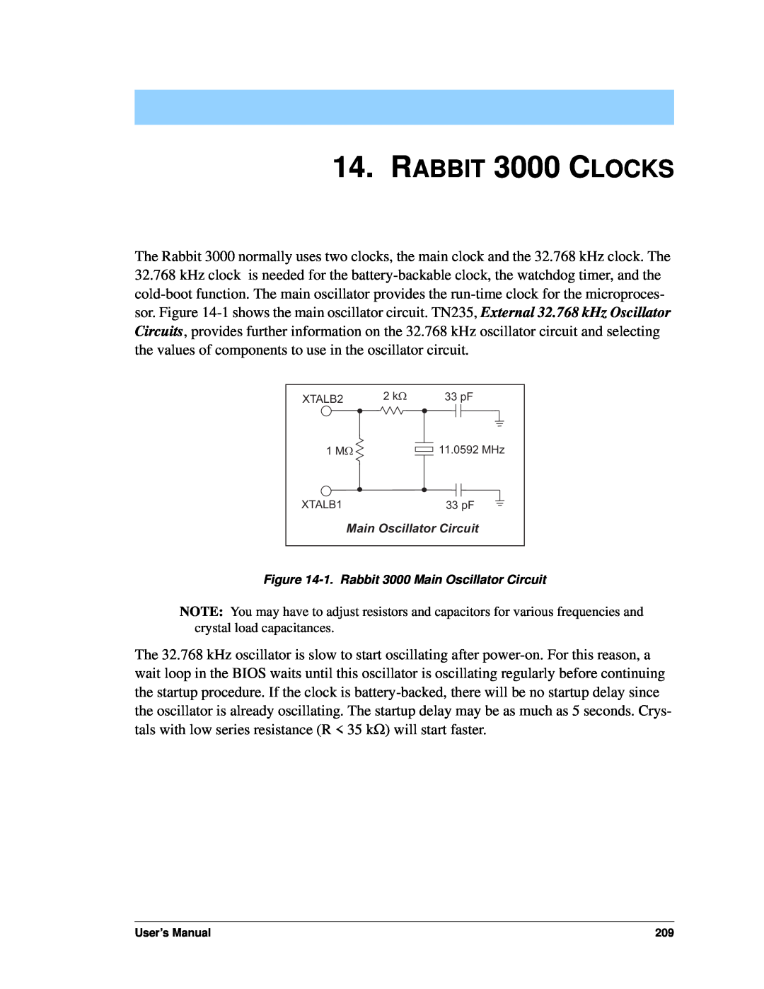 Jameco Electronics 2000 manual RABBIT 3000 CLOCKS, 1.Rabbit 3000 Main Oscillator Circuit 