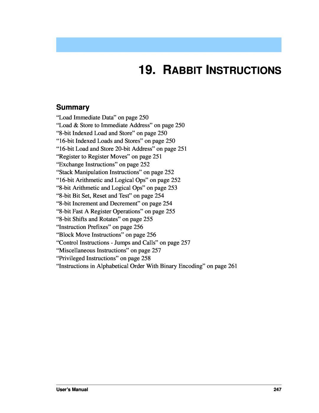 Jameco Electronics 3000, 2000 manual Rabbit Instructions, Summary 
