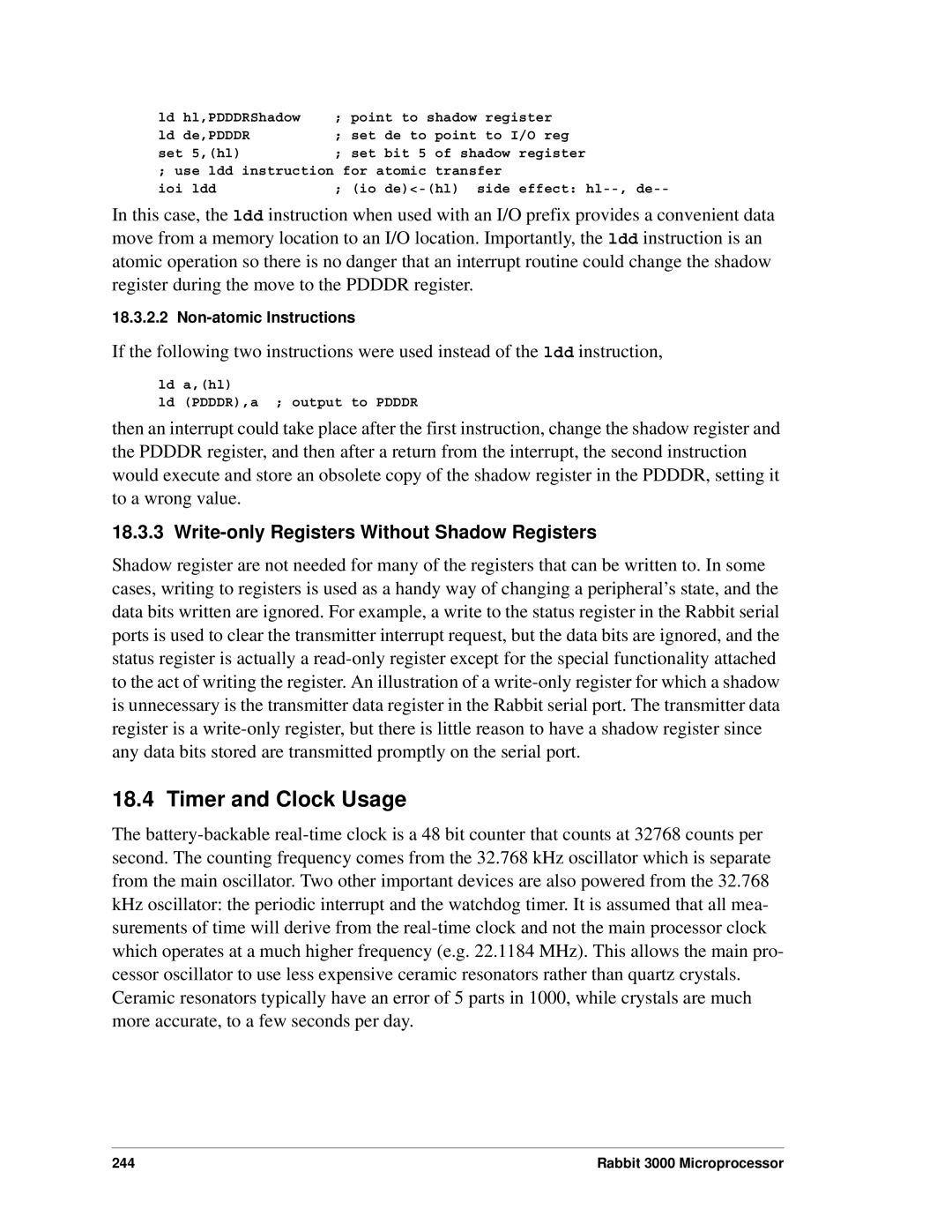 Jameco Electronics 2000 Timer and Clock Usage, Write-only Registers Without Shadow Registers, Non-atomic Instructions 