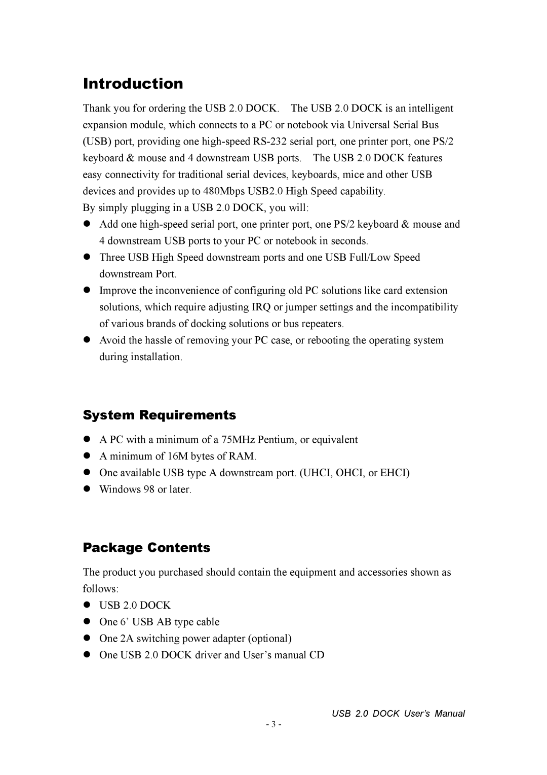 Jameco Electronics 527822 manual System Requirements, Package Contents 