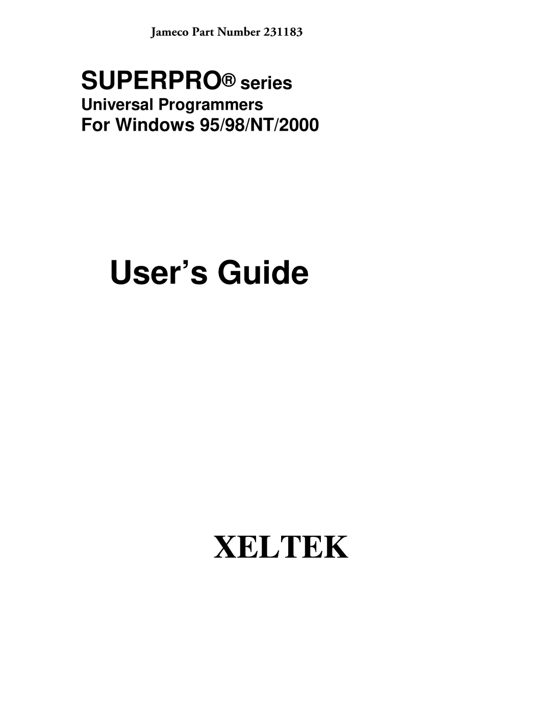 Jameco Electronics Superpro Series manual User’s Guide 