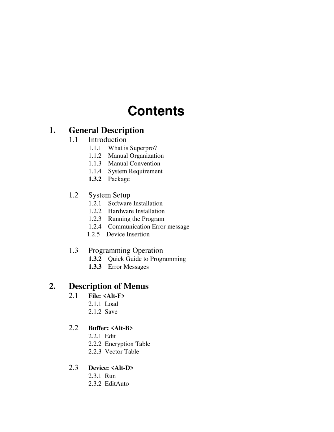 Jameco Electronics Superpro Series manual Contents 