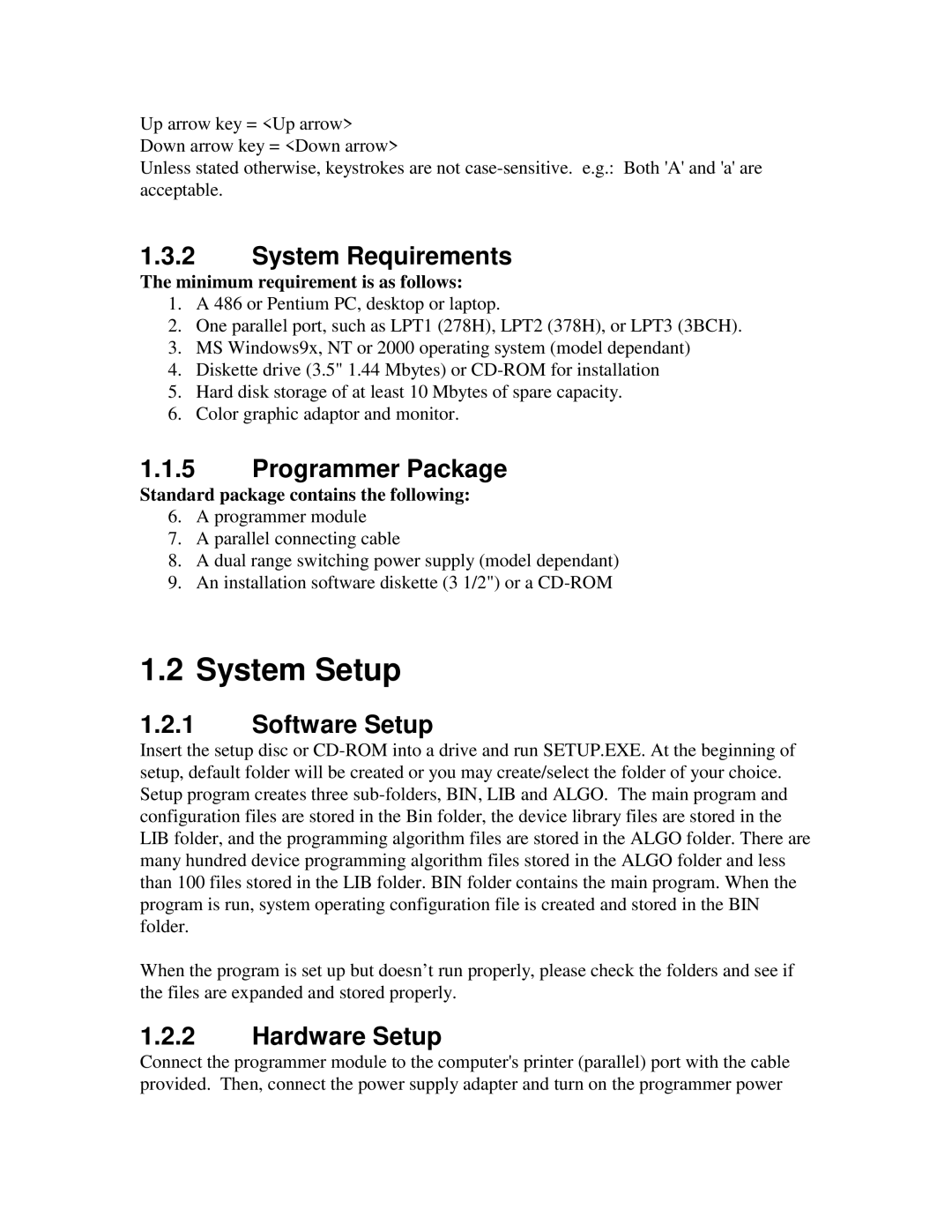 Jameco Electronics Superpro Series manual Minimum requirement is as follows, Standard package contains the following 