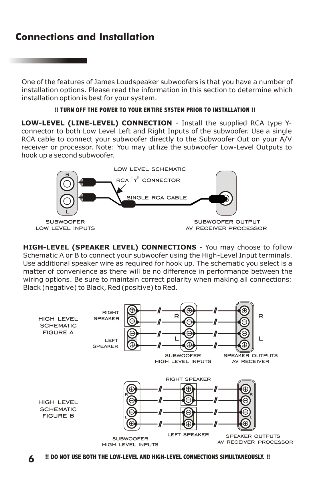 James Loudspeakers EMB owner manual Connections and Installation 