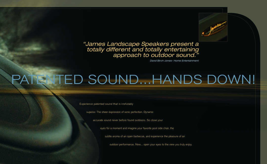 James Loudspeakers Landscape Series manual Patented Sound...Hands Down 