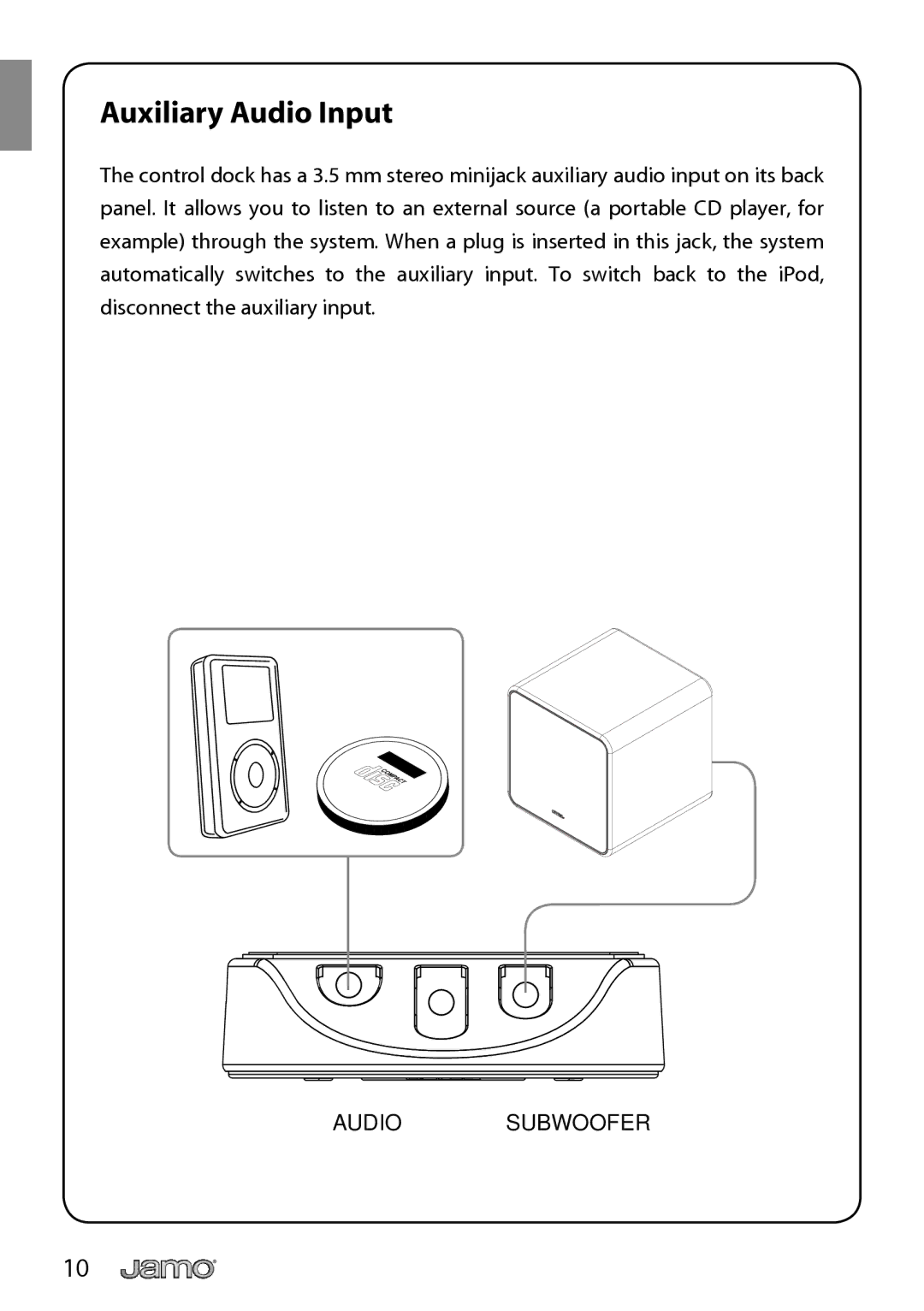 JAMO I300 manual Auxiliary Audio Input 