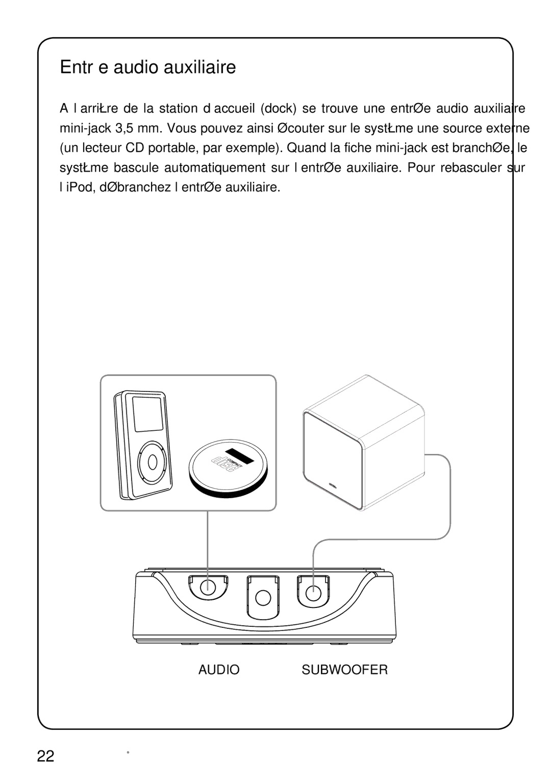 JAMO I300 manual Entrée audio auxiliaire 