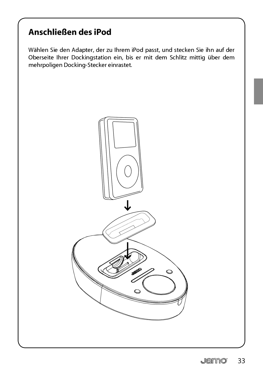 JAMO I300 manual Anschließen des iPod 